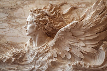Daedalus and Icarus. Ancient Greek and Roman mythology. Fragment of a marble statue.