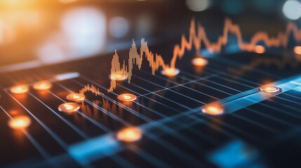 Abstract business Financial charts show a significant increase in profits in the stock market.This is driven by higher interest rates and continued growth. In the innovation world network of financial