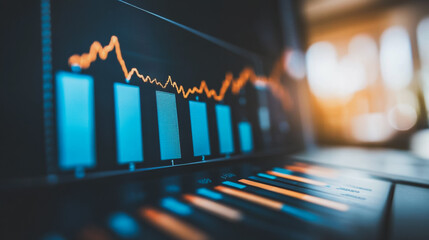 Abstract business Financial charts show a significant increase in profits in the stock market.This is driven by higher interest rates and continued growth. In the innovation world network of financial