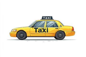 Fototapeta premium Taxi isolated on white background. Taxi icon. Cab isolated on white. Cab icon. Cab Car. Taxi Car Isolated element on white for Designers. Isolated Taxi Design Element. Cab Car Isolated on white.