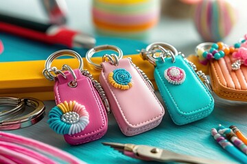 Obraz premium Tag: DIY, beaded keychains, crafts, handmade,