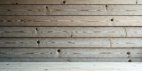 Fototapeta premium Rustic Wooden Wall with Light-Colored Floorboards, Ideal for Product Displays and Backgrounds