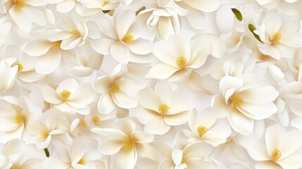 Fototapeta premium Mini white magnolias pattern, delicate floral design, elegant and subtle, perfect for textiles and backgrounds, seamless and intricate.