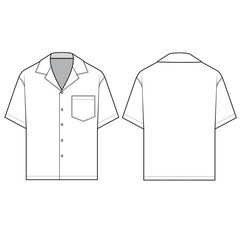 Hawaiian shirt short sleeve pocket open collar mockup template clothing vector design