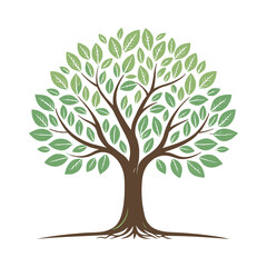 Obraz premium A minimalist tree vector icon with clean lines, symbolizing nature, growth, and sustainability, perfect for digital and print designs.