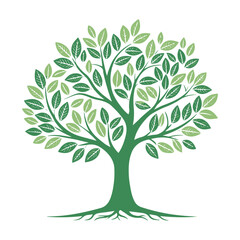 Obraz premium A minimalist tree vector icon with clean lines, symbolizing nature, growth, and sustainability, perfect for digital and print designs.