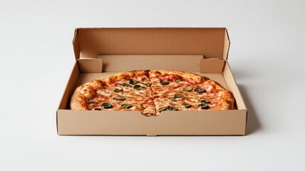 Pizza Delivery Box Studio Shot White Background