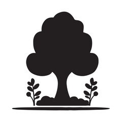 A minimalist tree vector icon with clean lines, symbolizing nature, growth, and sustainability, perfect for digital and print designs.