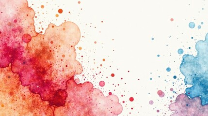 Abstract Watercolor Splashes A Vibrant Design Featuring Red, Orange, and Blue Hues