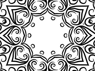 Black and white caleidoscope classic gradient flower art pattern of traditional tenun batik ethnic dayak ornament for wallpaper ads background sticker or clothing	