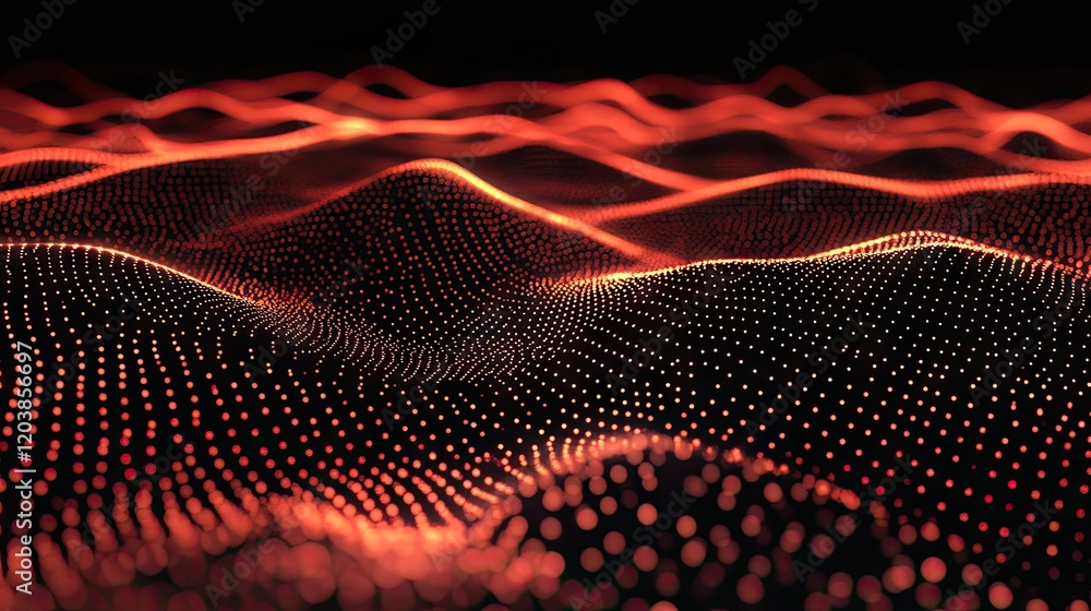 Aufkleber abstract visualization of interconnected lines and luminous dots against a sleek dark digital backgr
