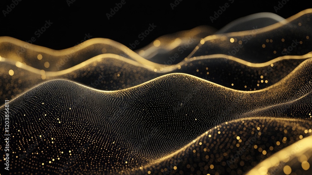 Poster abstract visualization of interconnected lines and luminous dots against a sleek dark digital backgr