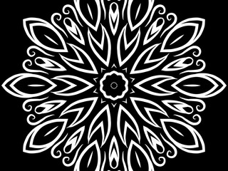 Black and white caleidoscope classic gradient flower art pattern of traditional tenun batik ethnic dayak ornament for wallpaper ads background sticker or clothing	