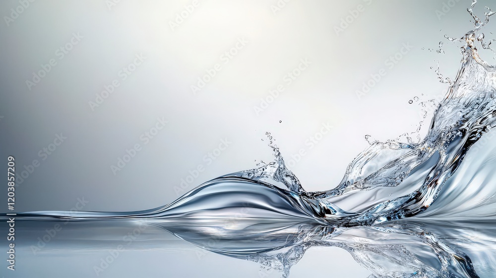 Poster Dynamic water splash studio setting high-resolution image minimalist style close-up view fluid motion concept