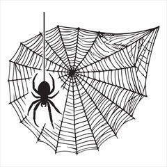 Obraz premium Spiderweb Silhouette illustration vector, Spider clipart Design 
