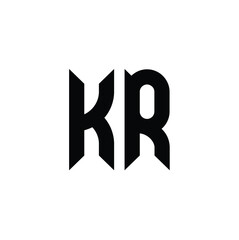 KR monogram logo design letter text name symbol monochrome logotype alphabet character simple logo