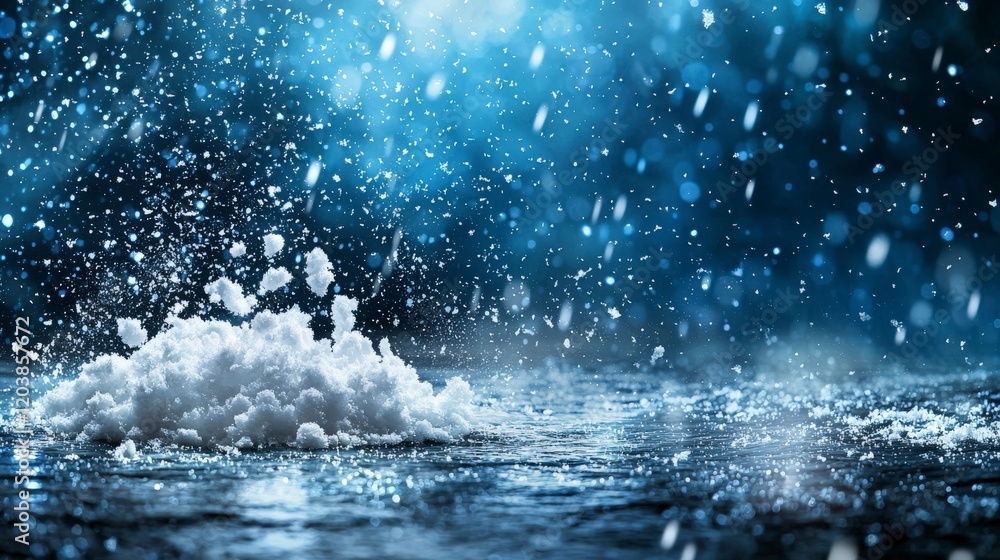 Aufkleber snowfall serenity abstract scene of soft snow on water calm environment dreamy viewpoint nature conc