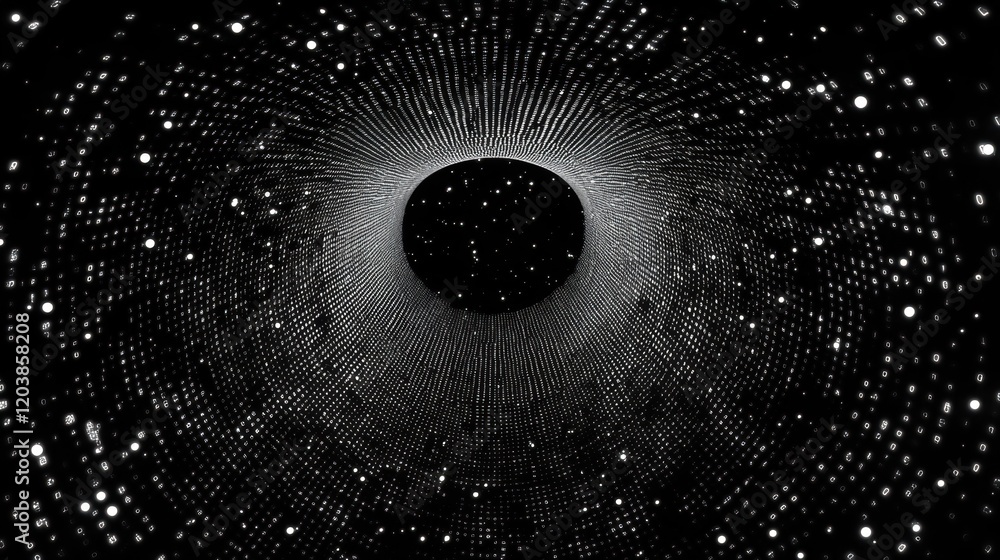 Poster abstract digital tunnel of light and data