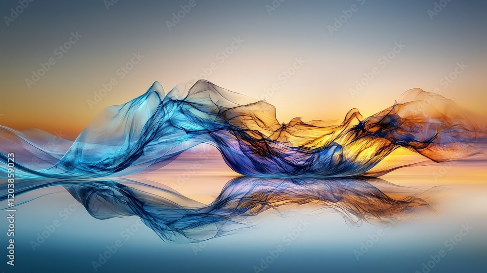 Poster dynamic ocean waves abstract art serene seascape digital artwork calm environment aesthetic viewpoin
