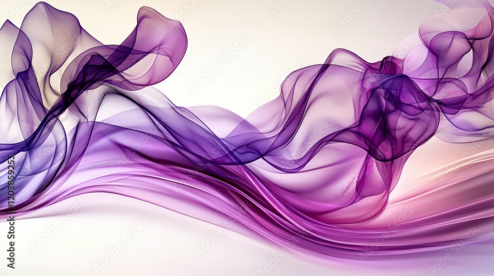 Poster translucent purple hues flowing smoothly abstract art digital design modern aesthetic side view visu