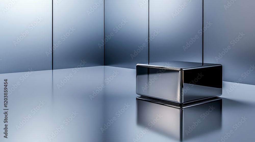 Poster minimalist metallic surface reflecting soft light in a modern interior artistic viewpoint contempora