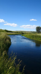 Fototapeta premium Clear river under bright sky
