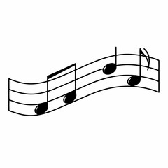 Music Note Icon, treble clef on white background, music notes on a white