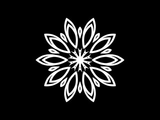 Fototapeta premium Black and white caleidoscope classic gradient flower art pattern of traditional tenun batik ethnic dayak ornament for wallpaper ads background sticker or clothing 