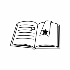 Bookmark Icon, book with bookmark, illustration of a bookmark