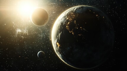 Planetary System Illuminated By A Bright Star And Two Moons
