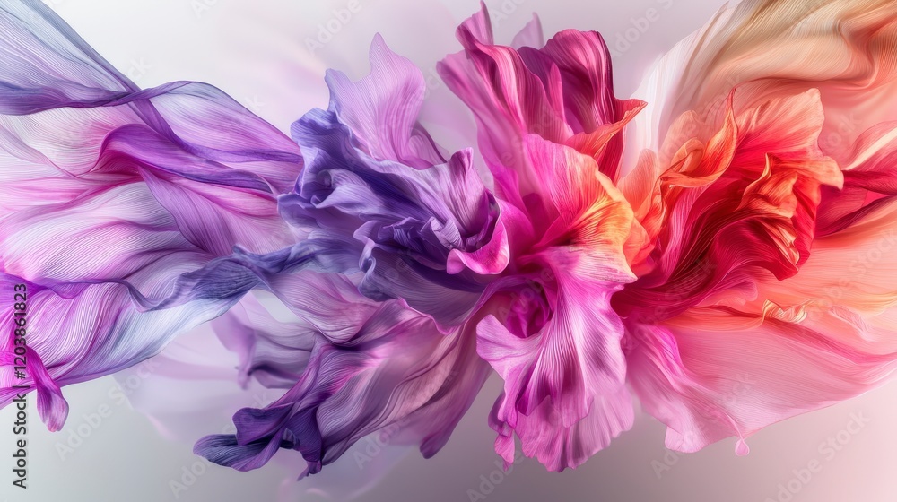 Aufkleber vibrant abstract art close-up of soft flower petals in a whirlwind for a calm and delicate atmospher