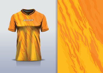 T-shirt mockup abstract texture grunge texture sport jersey design for football, soccer, racing, esports, running, in yellow orange color © Nimpuna O