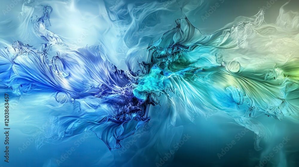 Fototapete flowing abstraction of a waterfall digital art abstract vibrant colors dynamic movement fluid compos