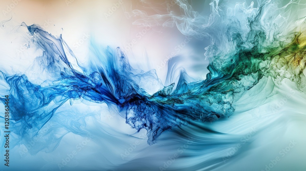 Aufkleber abstract flowing waterfall representation digital art fluid dynamics modern design vibrant colors ar