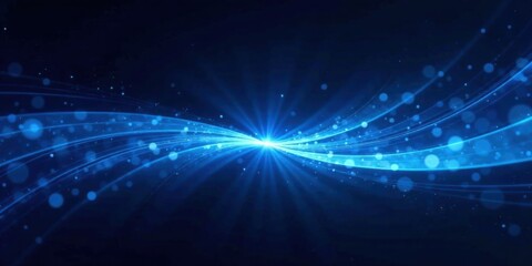 Obraz premium Abstract Blue Light Streaks and Glowing Particles Background Image for Design Projects