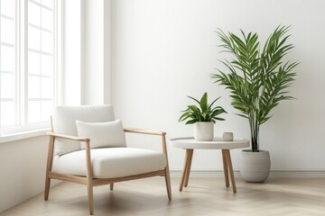 Modern Stylish Chair Next to Round Table in Minimalist Room