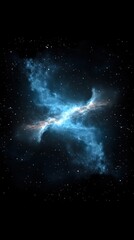Stunning Nebula in Deep Space with Bright Blue and Black Background