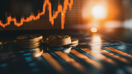 Obraz premium Abstract business Financial charts show a significant increase in profits in the stock market.This is driven by higher interest rates and continued growth. In the innovation world network of financial