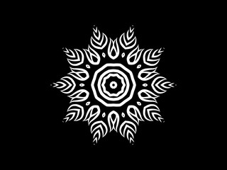 Black and white caleidoscope classic gradient flower art pattern of traditional tenun batik ethnic dayak ornament for wallpaper ads background sticker or clothing	
