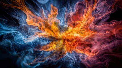 Fototapeta premium Dynamic colors shifting and spreading like fire abstract art digital creation dark background vibrant imagery