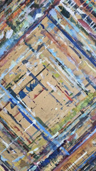 Fototapeta premium Abstract painting on craft paper with brushstrokes of different colors. Illustration for background