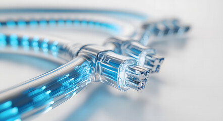 Abstract Molecular Network with Blue Spheres on White Background