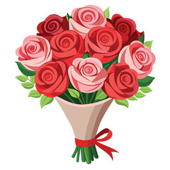 Simple and Elegant Rose Bouquet Illustration | Romantic Floral Art