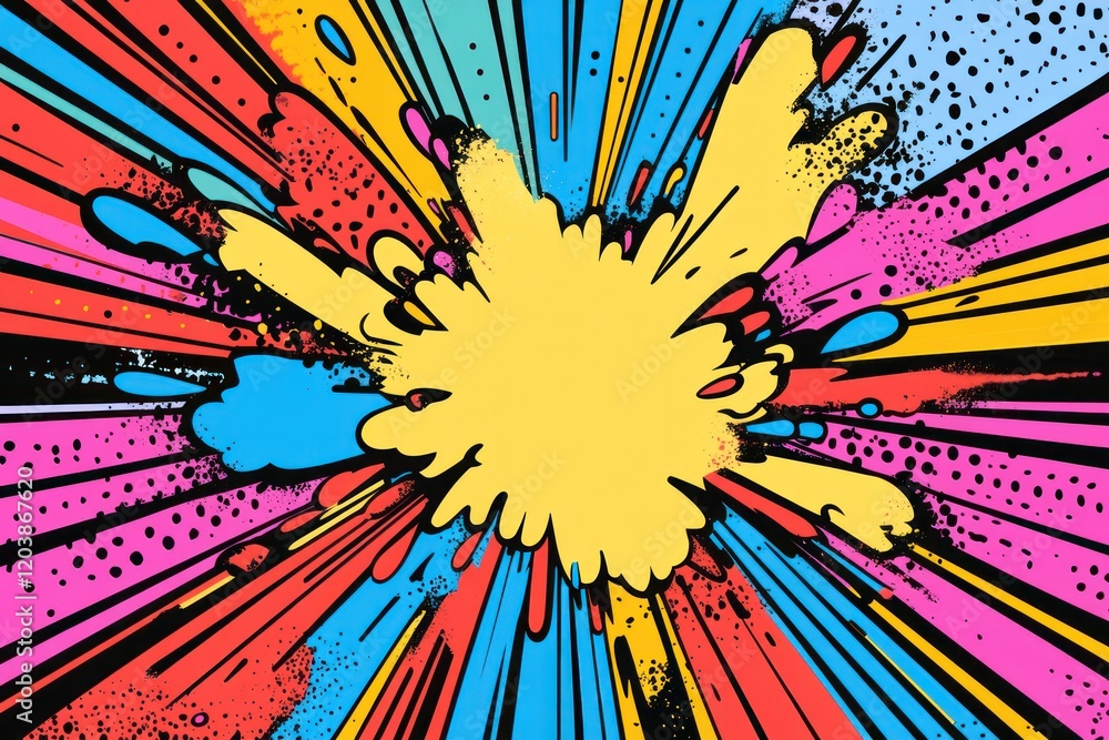 Poster colorful explosion with dynamic lines and rays