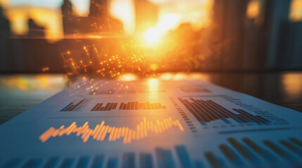 Fototapeta premium Abstract business Financial charts show a significant increase in profits in the stock market.This is driven by higher interest rates and continued growth. In the innovation world network of financial