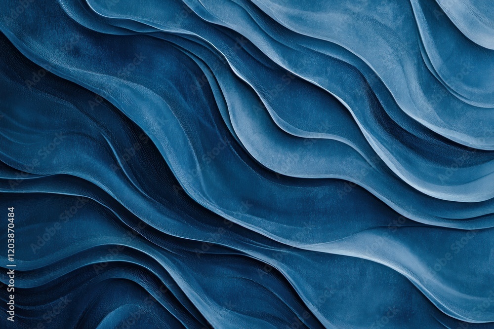 Poster smooth blue waves in abstract pattern