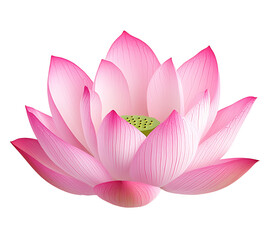 Pink lotus flower blossom, isolated on white background