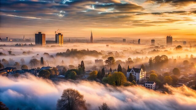 Misty Bromley Dawn: London Cityscape Fog