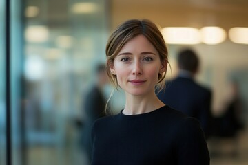 Naklejka premium Confident Businesswoman in Modern Office Setting