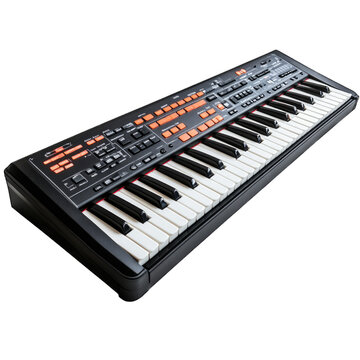 Electronic keyboard synthesizer isolated on transparent background, PNG